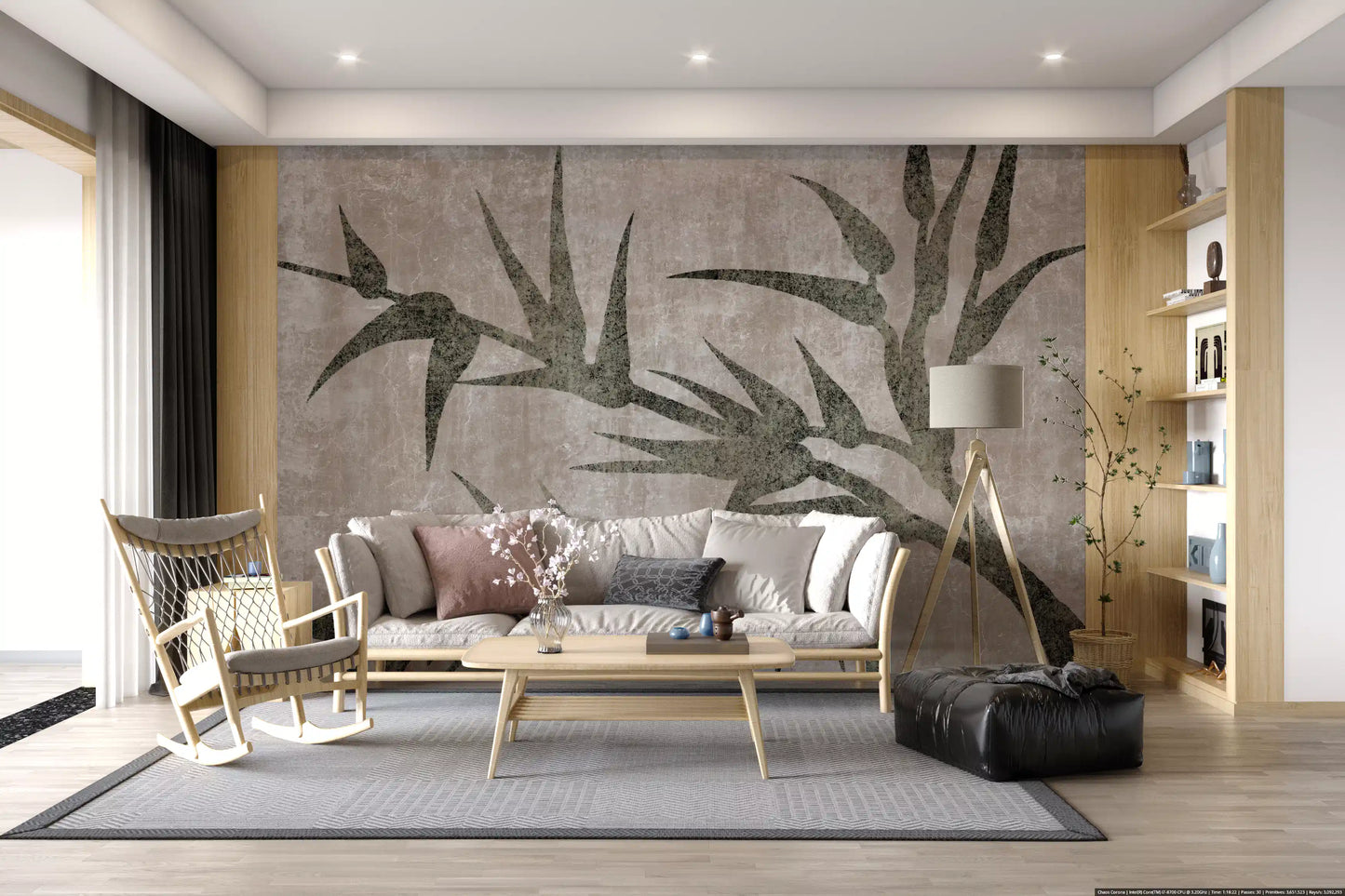 Rustic Moss Green Bamboo Wall Mural