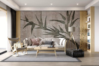 Rustic Moss Green Bamboo Wall Mural