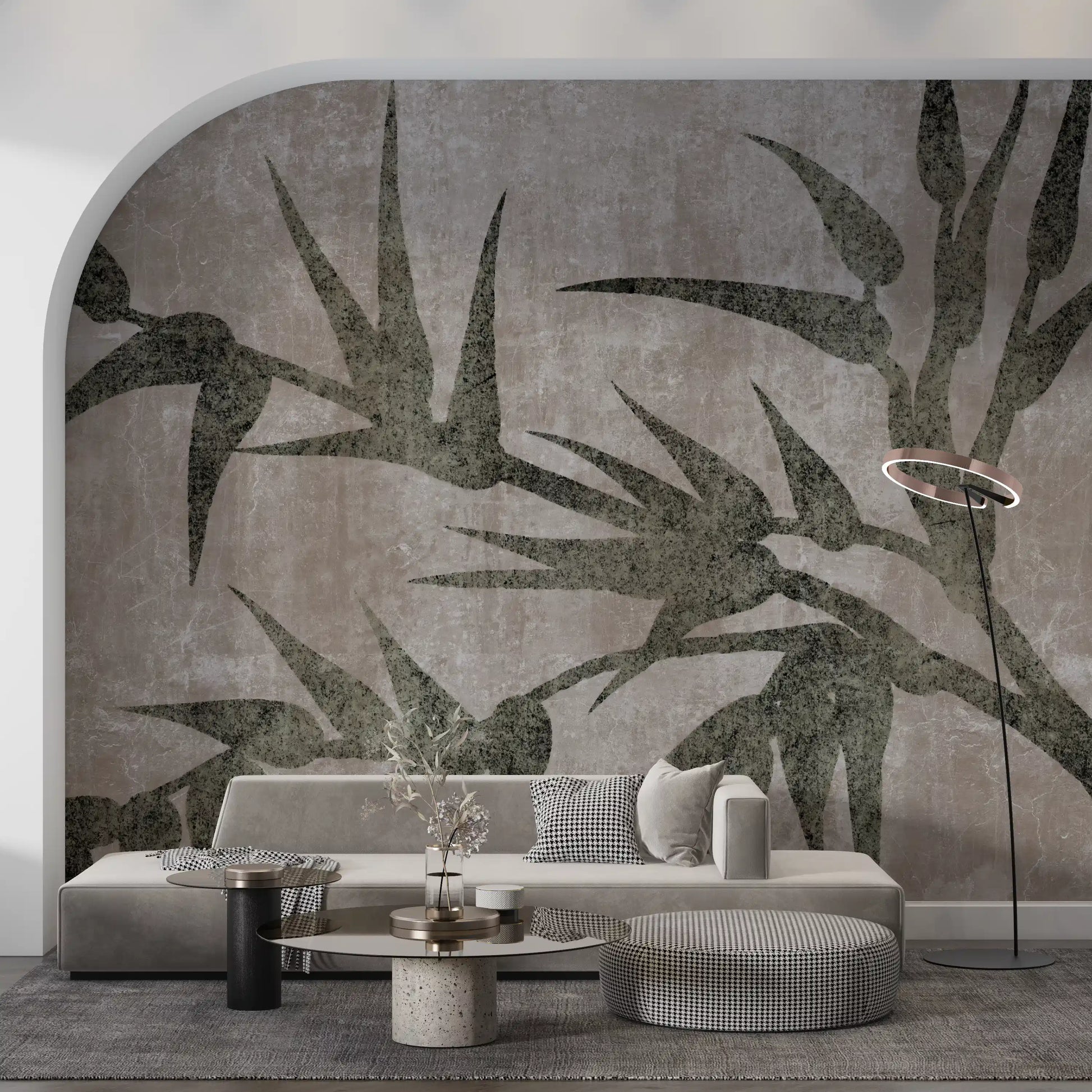 Rustic Moss Green Bamboo Wall Mural
