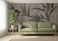 Rustic Moss Green Bamboo Wall Mural