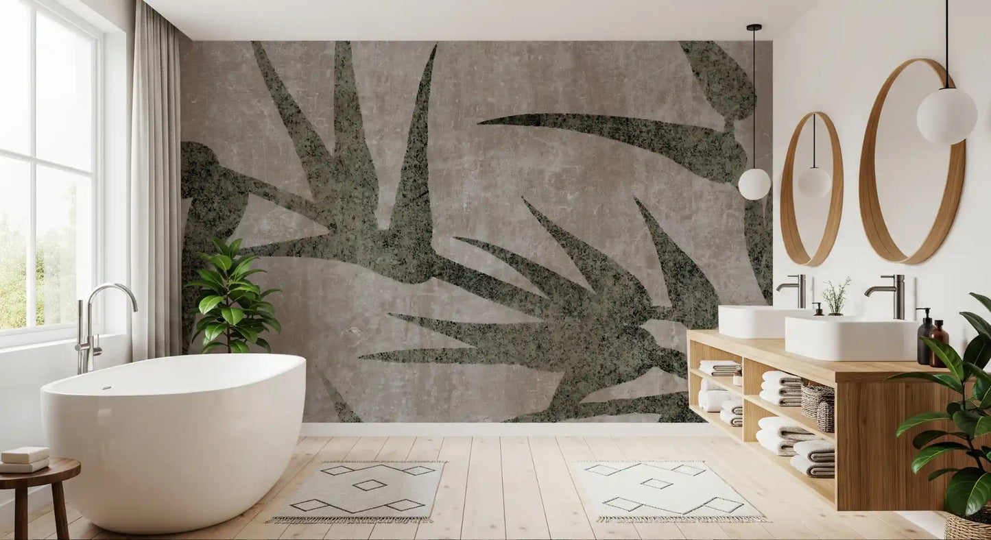 Rustic Moss Green Bamboo Wall Mural