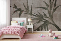 Rustic Moss Green Bamboo Wall Mural
