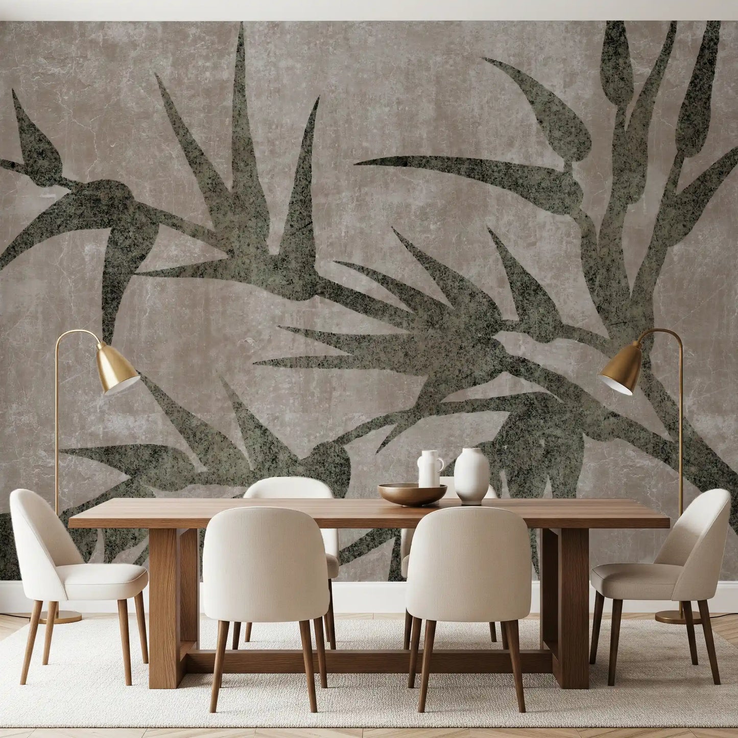 Rustic Moss Green Bamboo Wall Mural