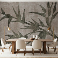 Rustic Moss Green Bamboo Wall Mural