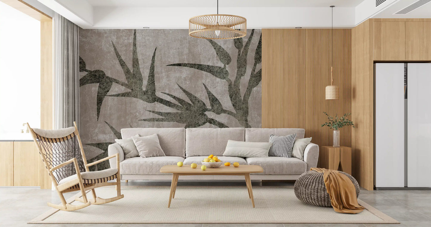Rustic Moss Green Bamboo Wall Mural