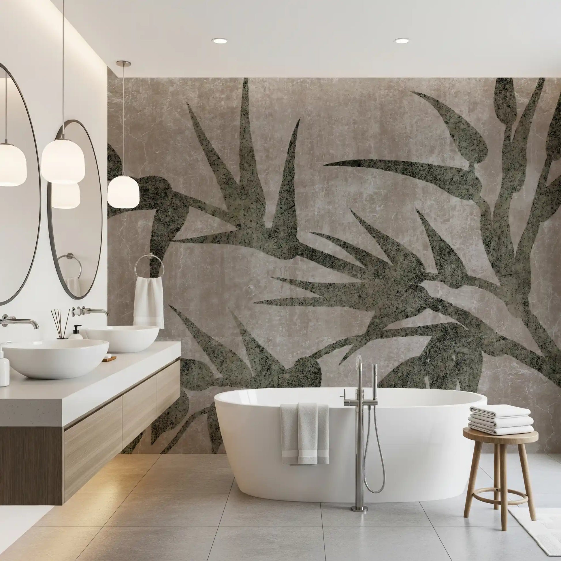 Rustic Moss Green Bamboo Wall Mural