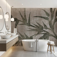 Rustic Moss Green Bamboo Wall Mural