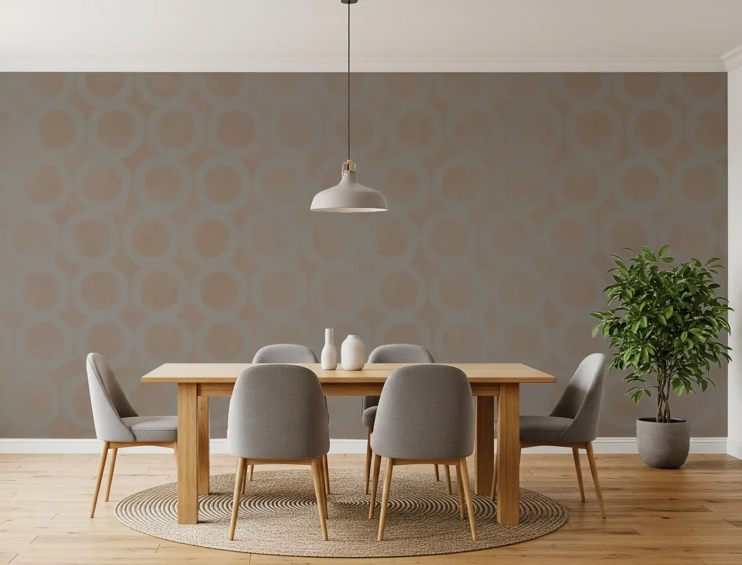 Taupe Interlocking Rings Geometric Wallpaper Wall Mural