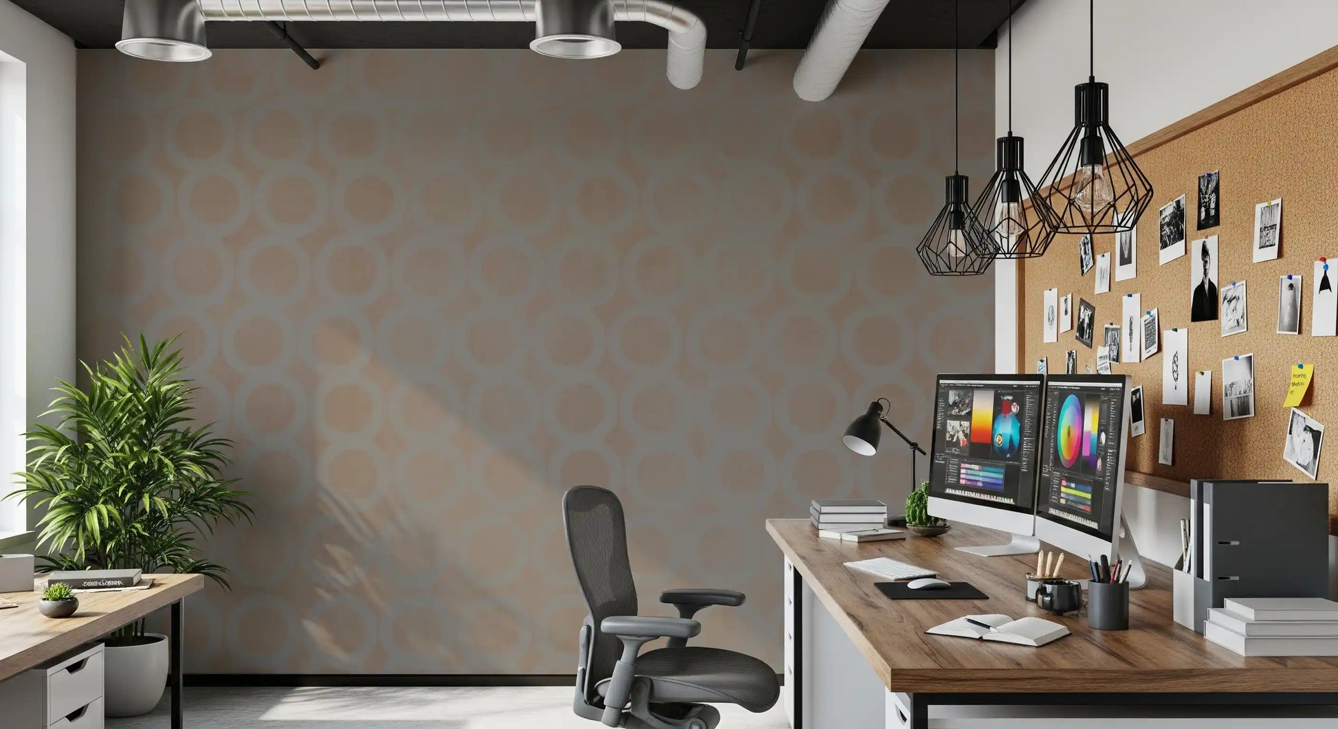 Taupe Interlocking Rings Geometric Wallpaper Wall Mural