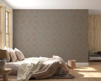 Taupe Interlocking Rings Geometric Wallpaper Wall Mural
