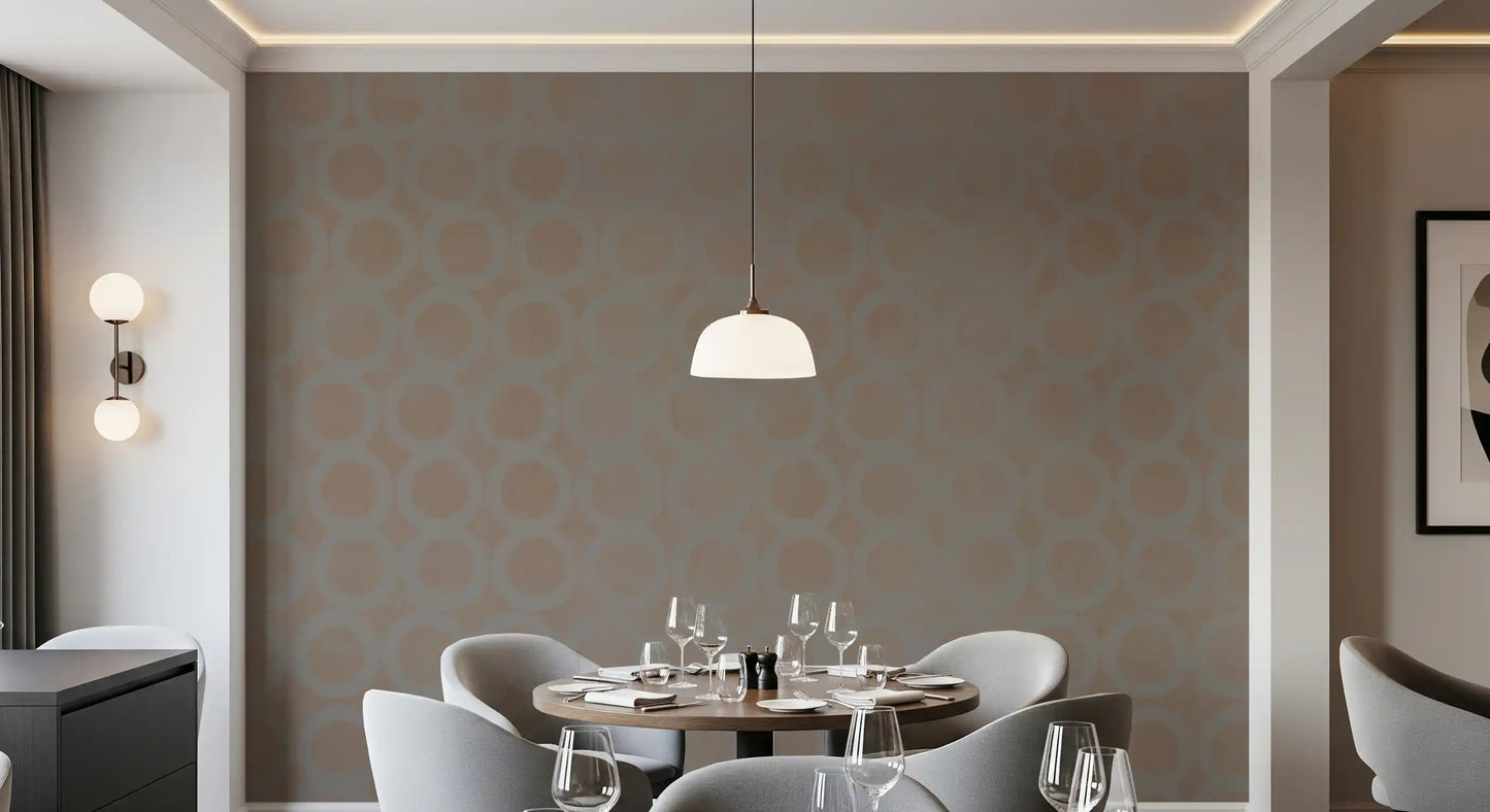 Taupe Interlocking Rings Geometric Wallpaper Wall Mural