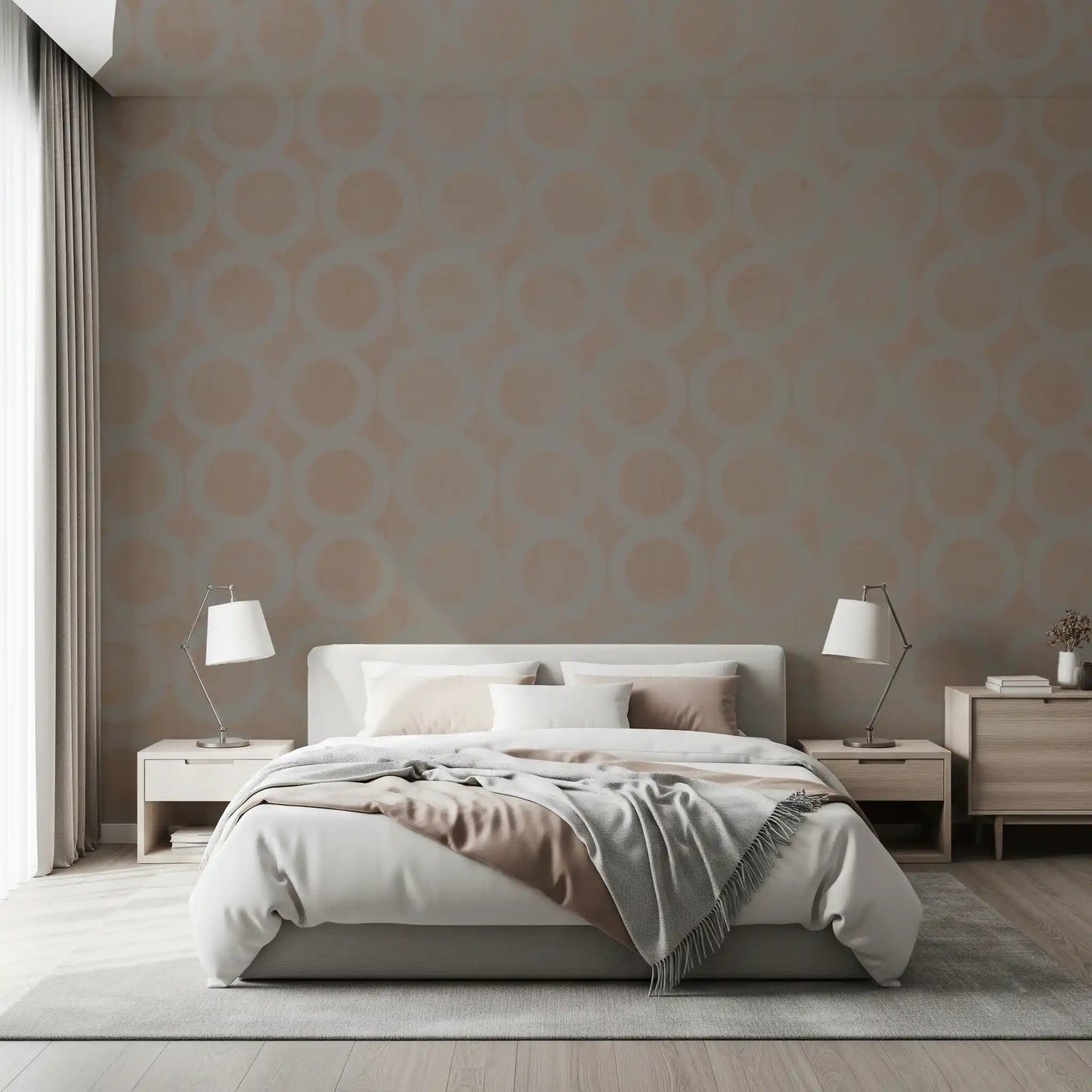 Taupe Interlocking Rings Geometric Wallpaper Wall Mural