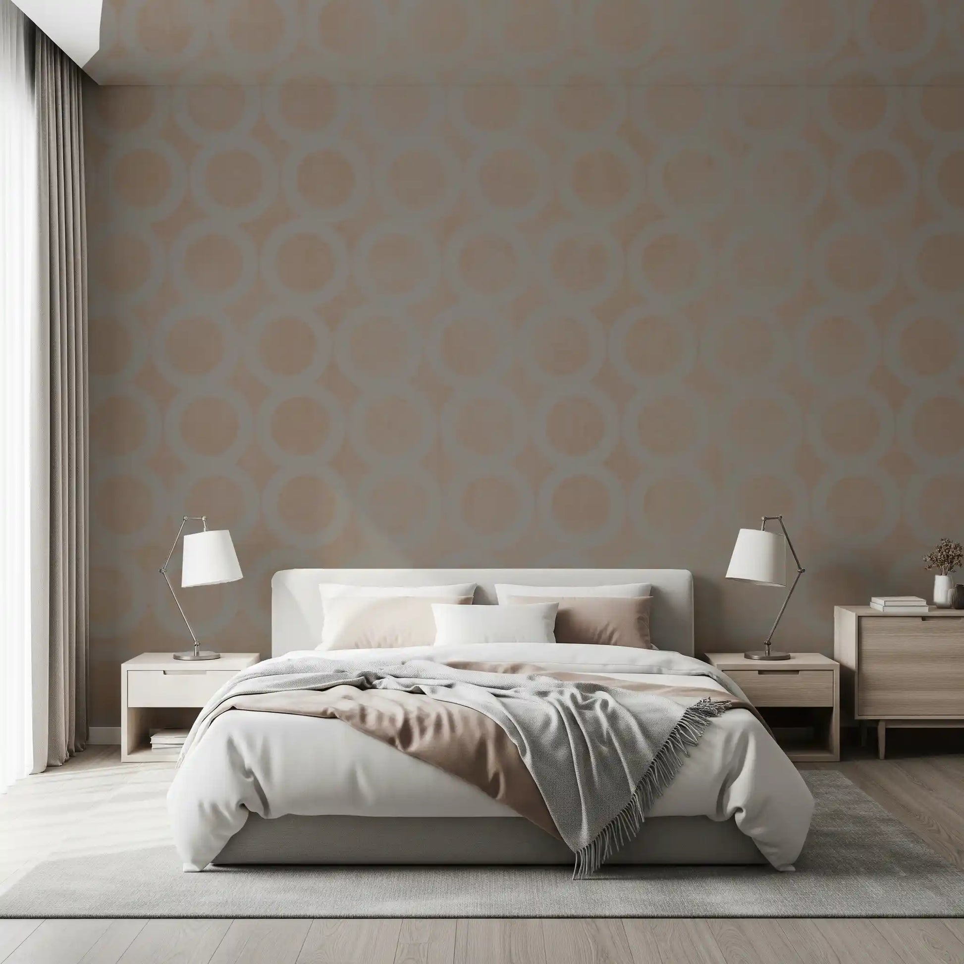 Taupe Interlocking Rings Geometric Wallpaper Wall Mural