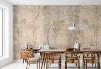 Distressed Concrete and Golden Beaded Circles Wall Mural