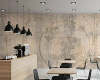Distressed Concrete and Golden Beaded Circles Wall Mural