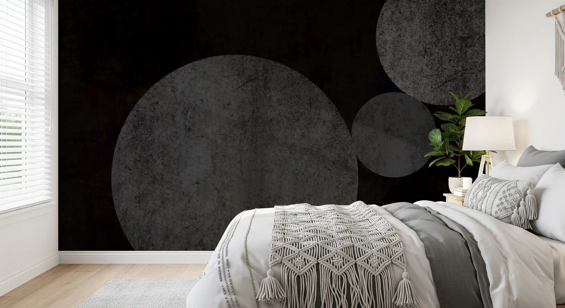 Textured Eclipse Dark Geometric Wallpaper Wall Mural