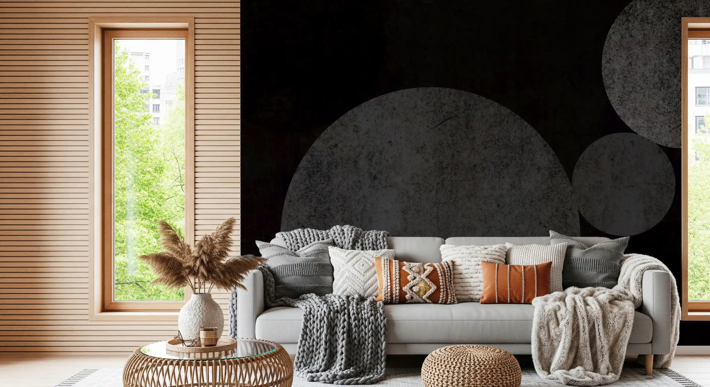Textured Eclipse Dark Geometric Wallpaper Wall Mural