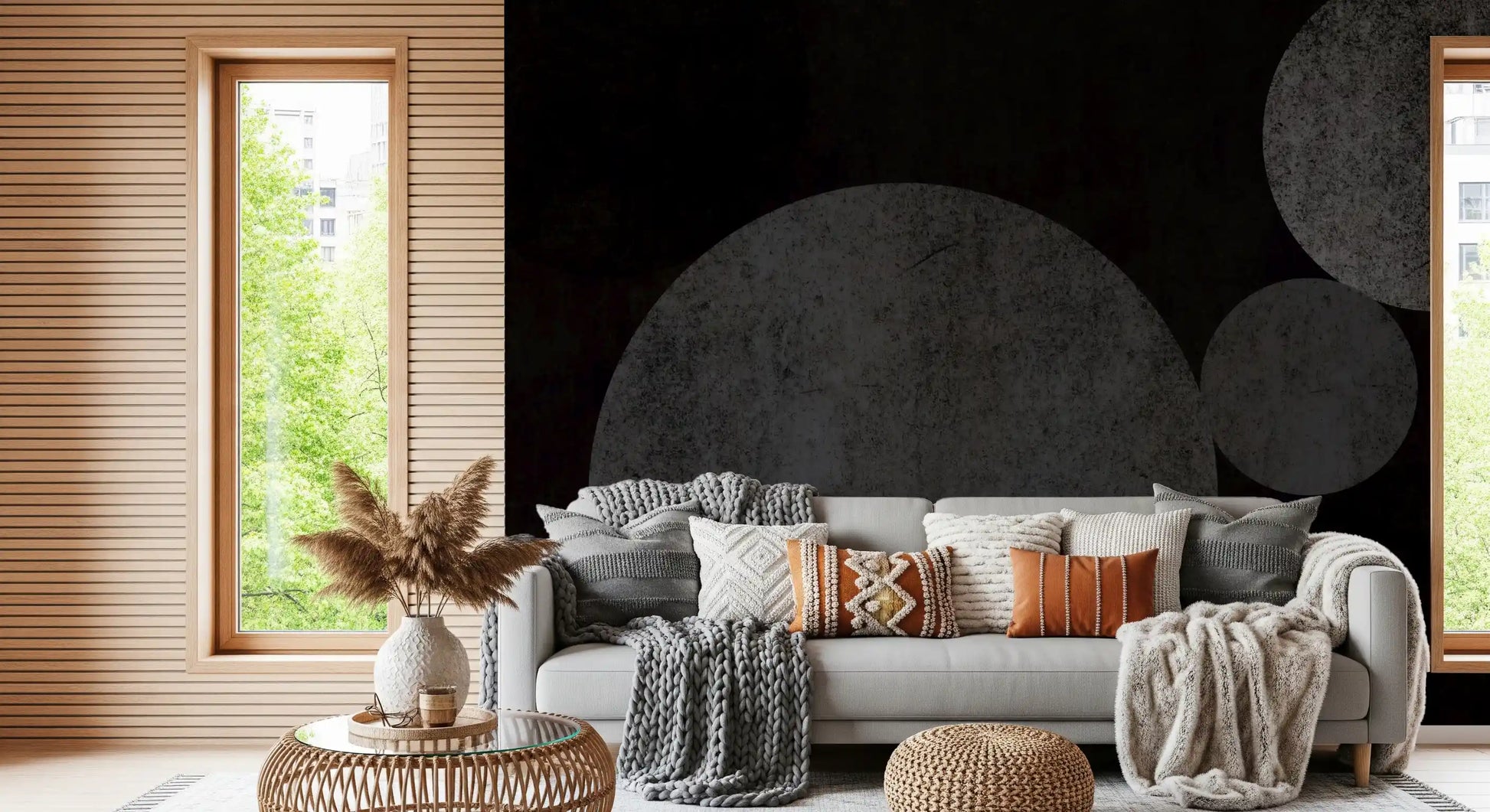 Textured Eclipse Dark Geometric Wallpaper Wall Mural