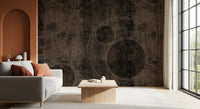 Distressed Charcoal and Sepia Stone Mural Wall Mural