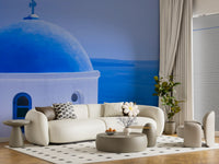 Aegean Serenity: Santorini Blue Dome Wall Mural