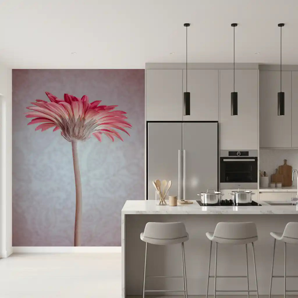 Elegant Pink Gerbera Bloom Wallpaper Wall Mural