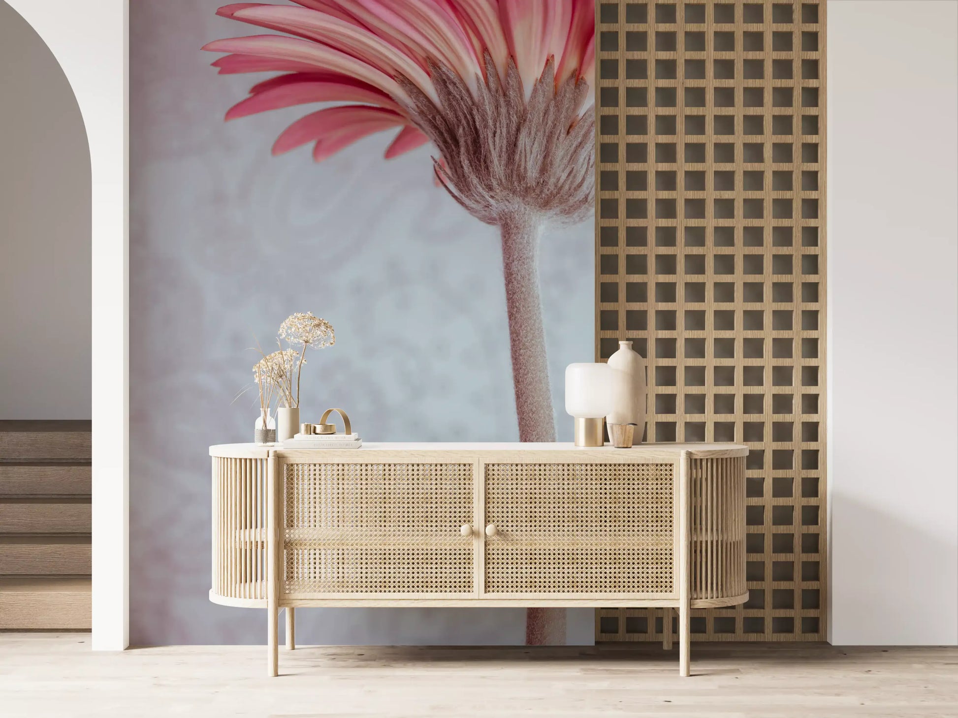 Elegant Pink Gerbera Bloom Wallpaper Wall Mural