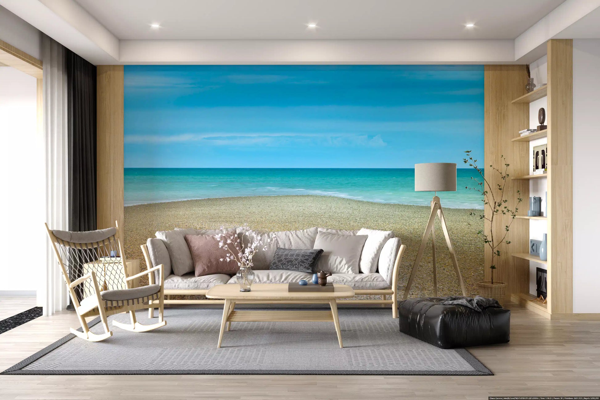 Turquoise Waters Pebble Shoreline Wall Mural