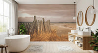 Golden Dunes and Rustic Coastal Fence Wall Mural