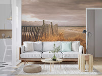 Golden Dunes and Rustic Coastal Fence Wall Mural