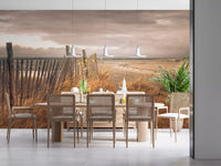 Golden Dunes and Rustic Coastal Fence Wall Mural