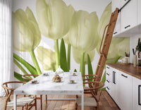 Luminous White Tulips Floral Wall Mural Wall Mural