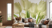 Luminous White Tulips Floral Wall Mural Wall Mural