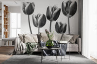Elegant Monochrome Tulips Wallpaper Wall Mural