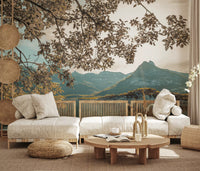 Sunlit Lake and Mountain Vista Wall Mural