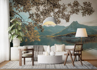 Sunlit Lake and Mountain Vista Wall Mural