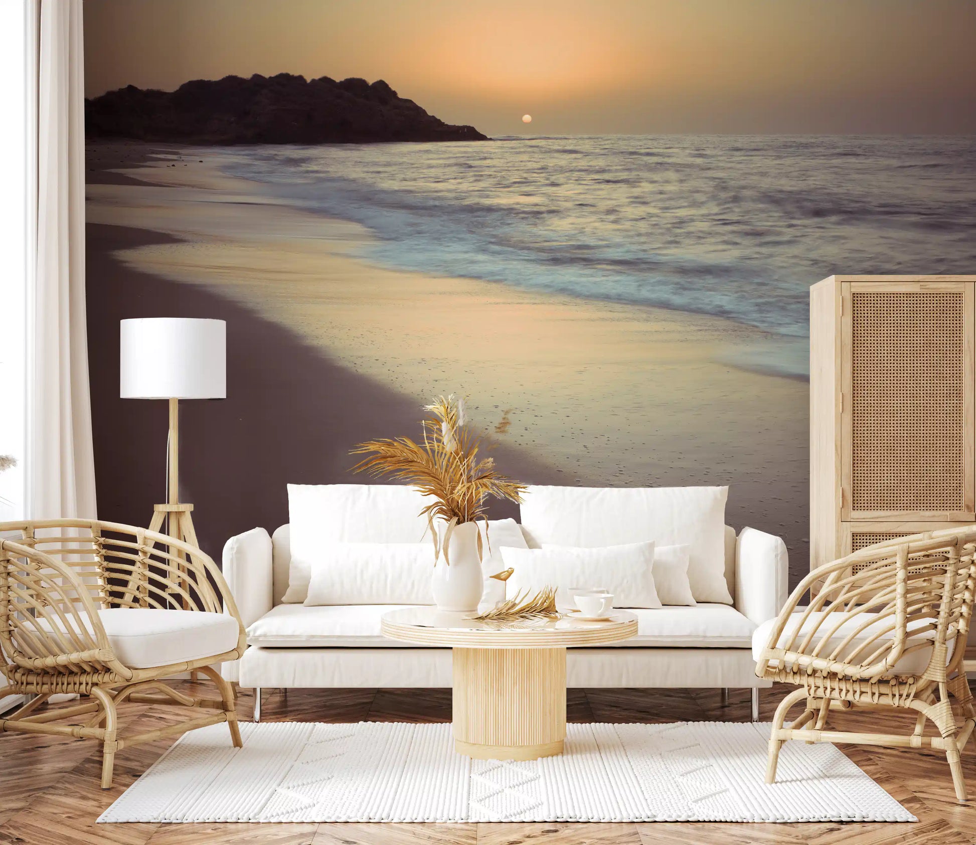 Golden Hour Coastline Wall Mural
