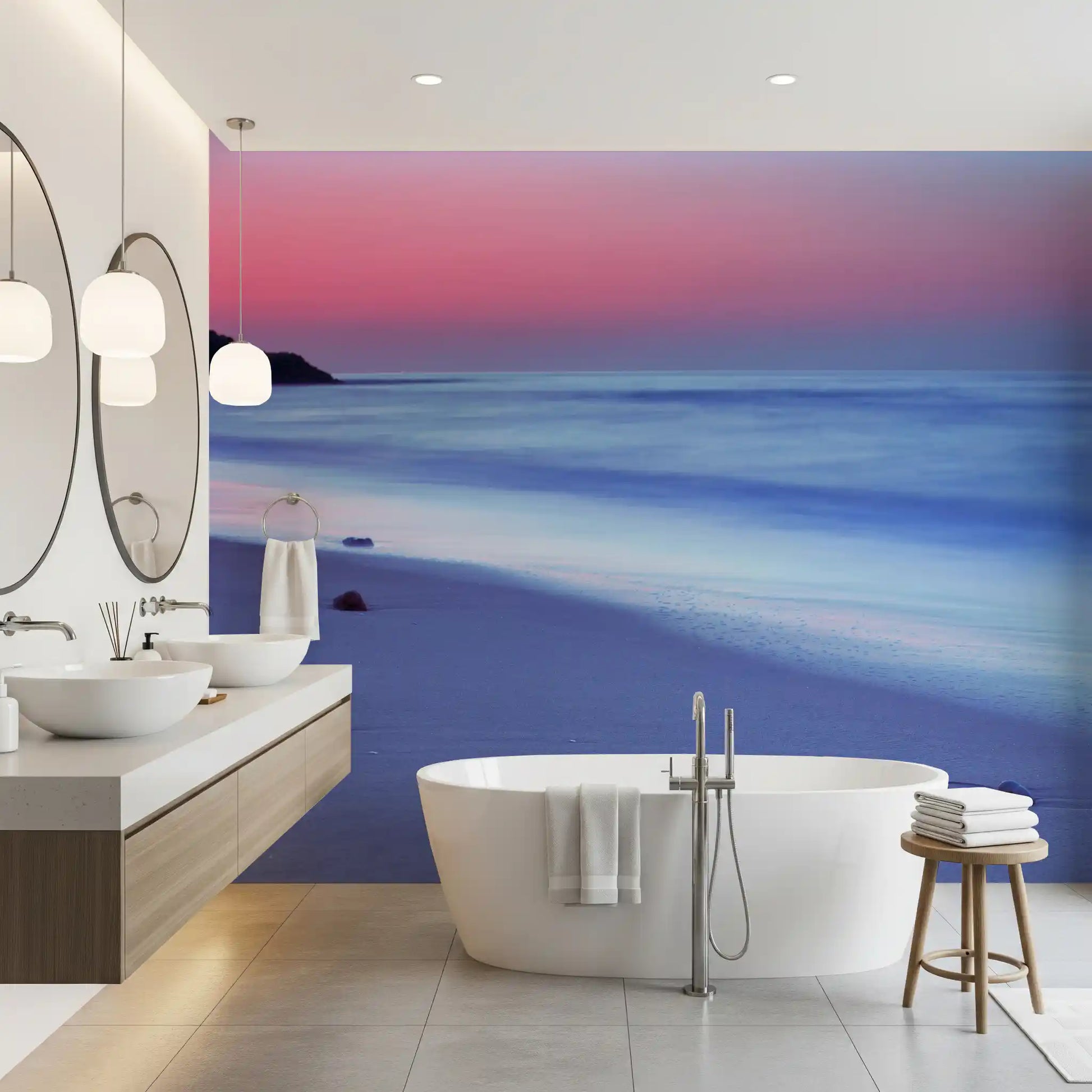Dusk Over Serene Coastline Wall Mural