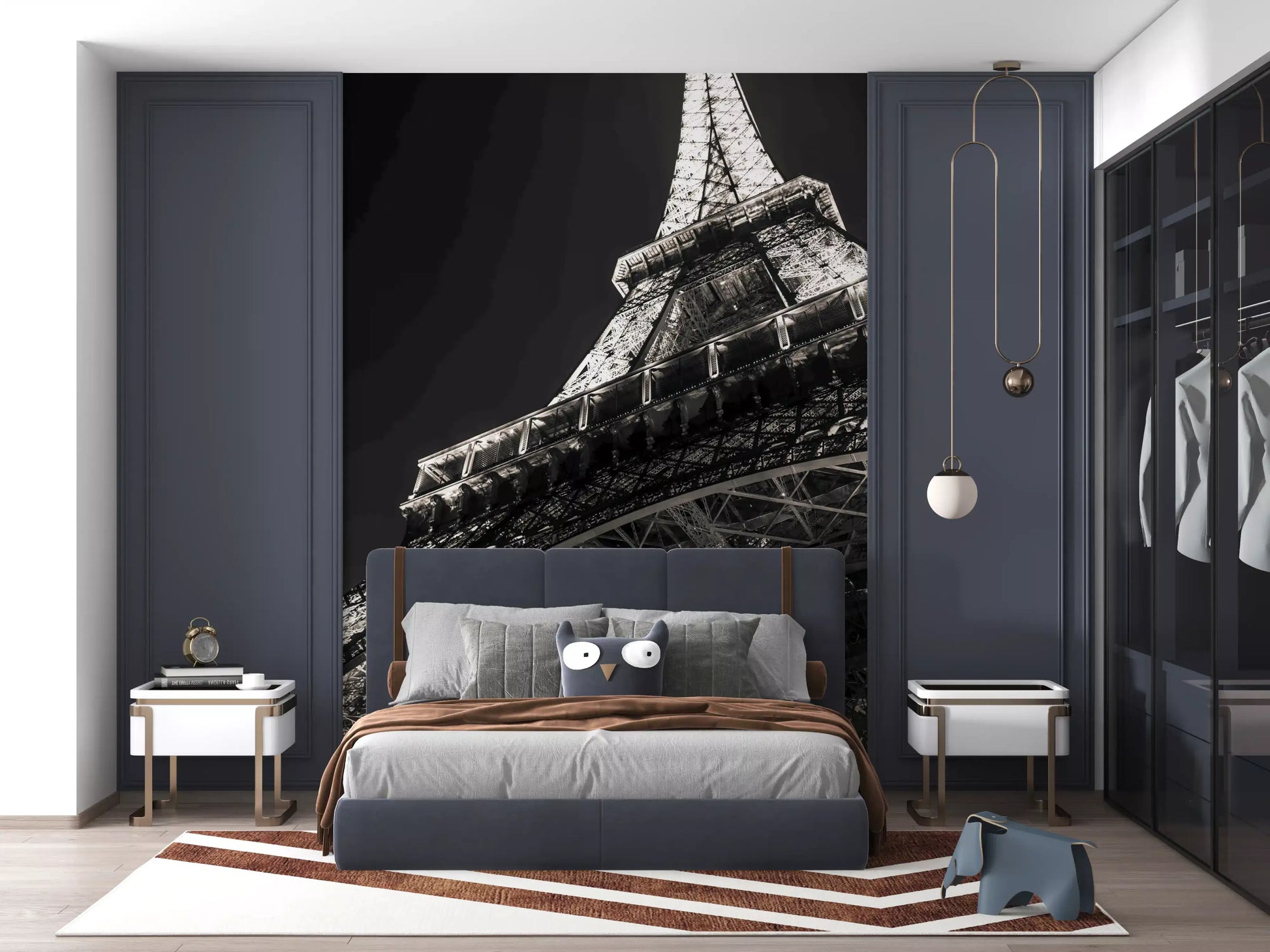Parisian Night Architectural Perspective Wall Mural