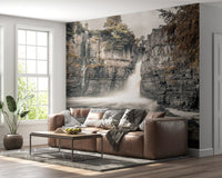 Misty Falls and Rocky Cliffside Wall Mural