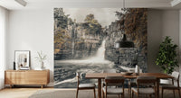 Misty Falls and Rocky Cliffside Wall Mural