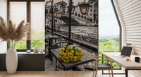 Venetian Rain with Golden Roses Wall Mural