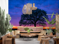 Solitary Oak at Twilight Wall Mural