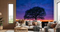 Solitary Oak at Twilight Wall Mural