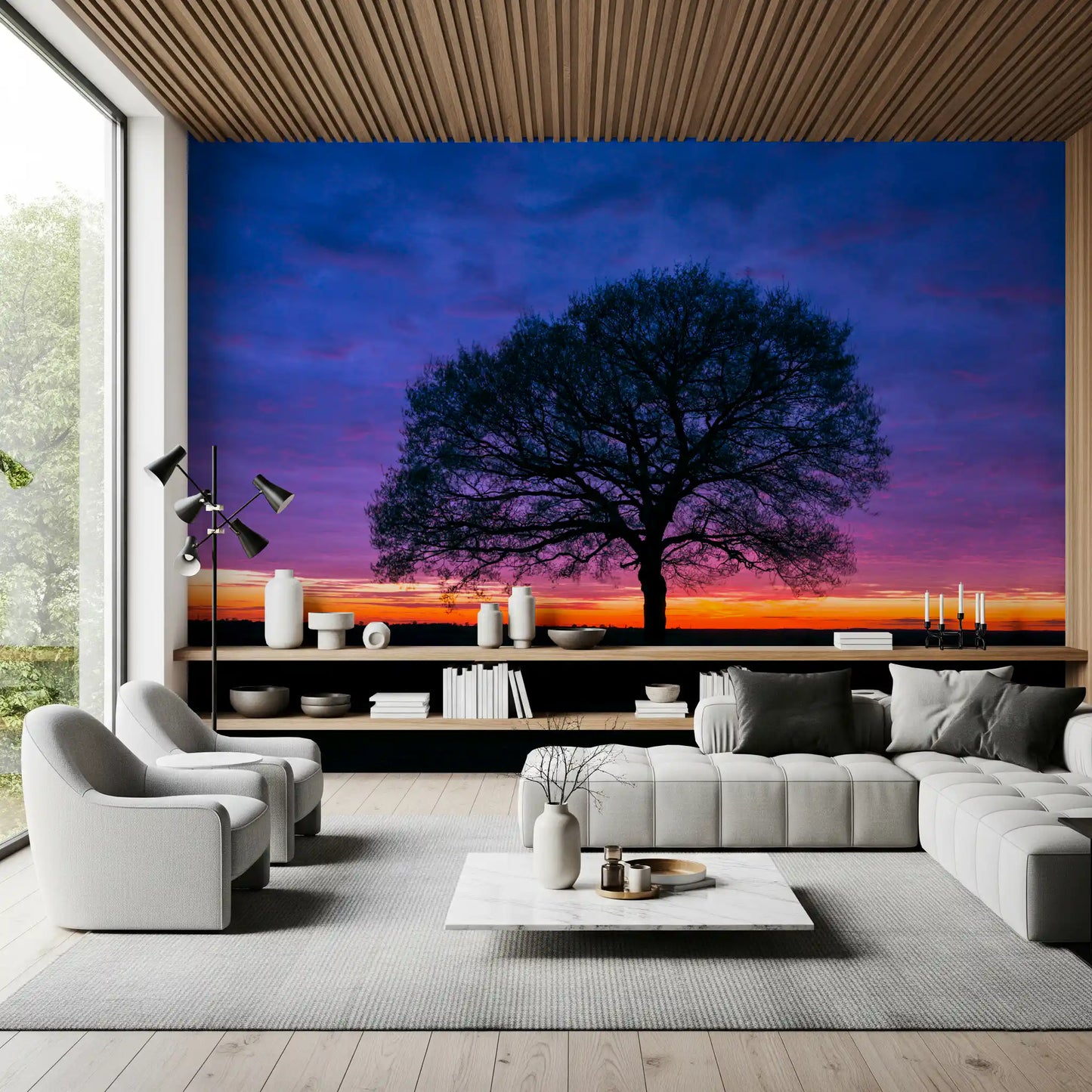 Solitary Oak at Twilight Wall Mural
