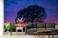 Solitary Oak at Twilight Wall Mural
