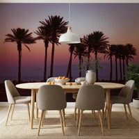 Dusk Palm Silhouettes Over Twilight Sea Wall Mural