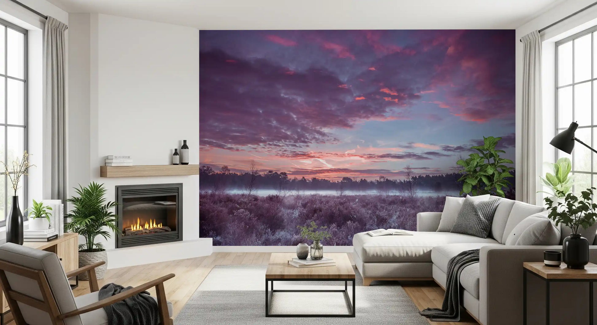 Violet Twilight Frost Meadow Wall Mural