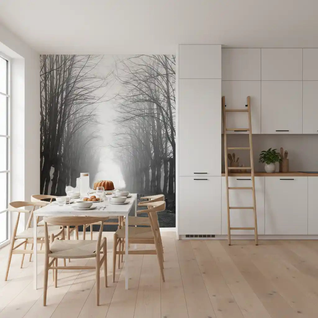 Winter Path of Whispering Trees Wall Mural