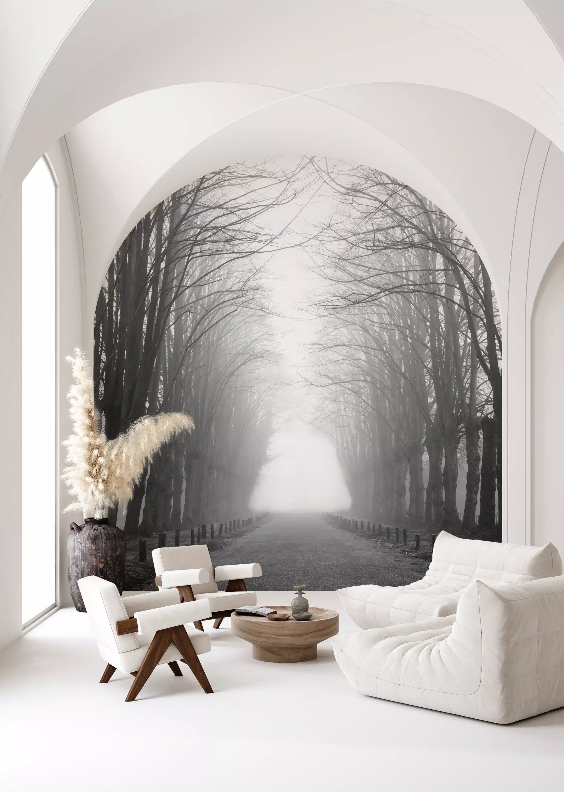 Winter Path of Whispering Trees Wall Mural