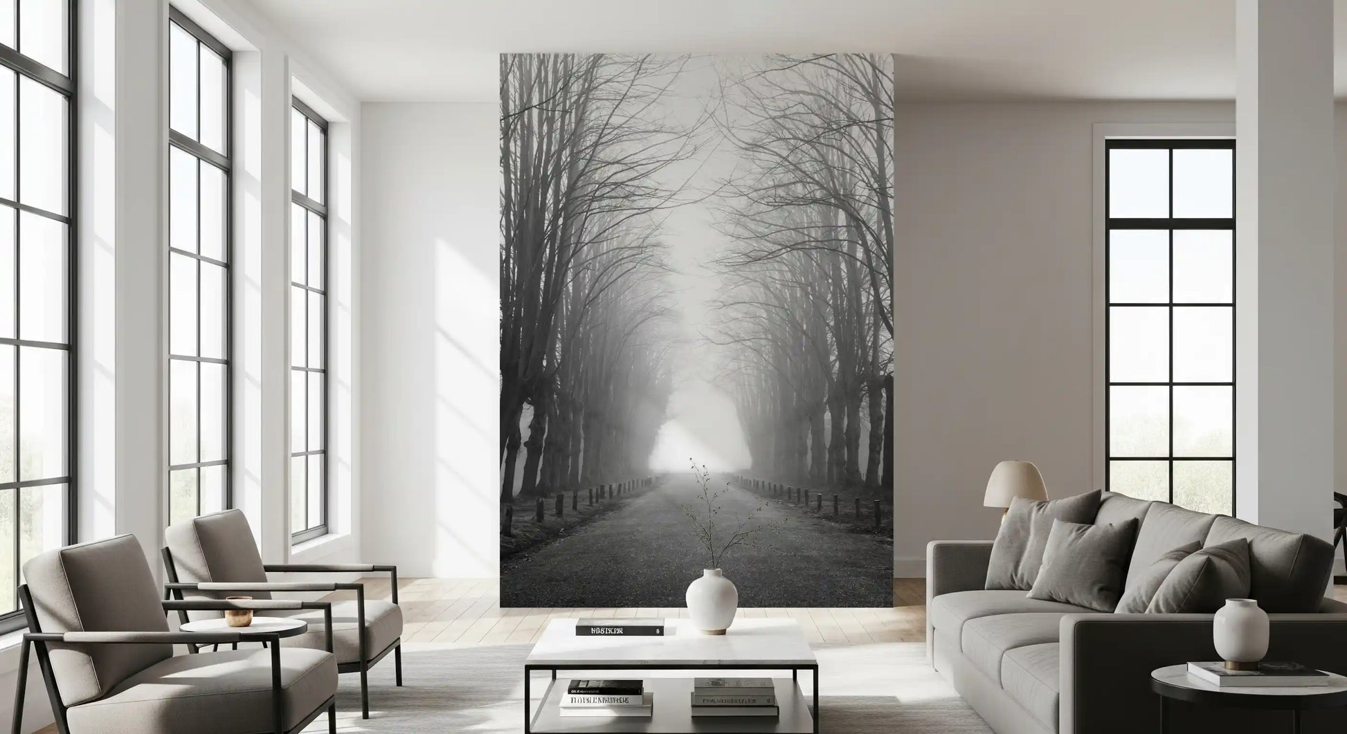 Winter Path of Whispering Trees Wall Mural